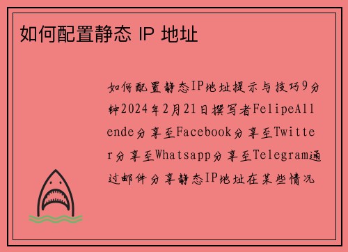 如何配置静态 IP 地址 